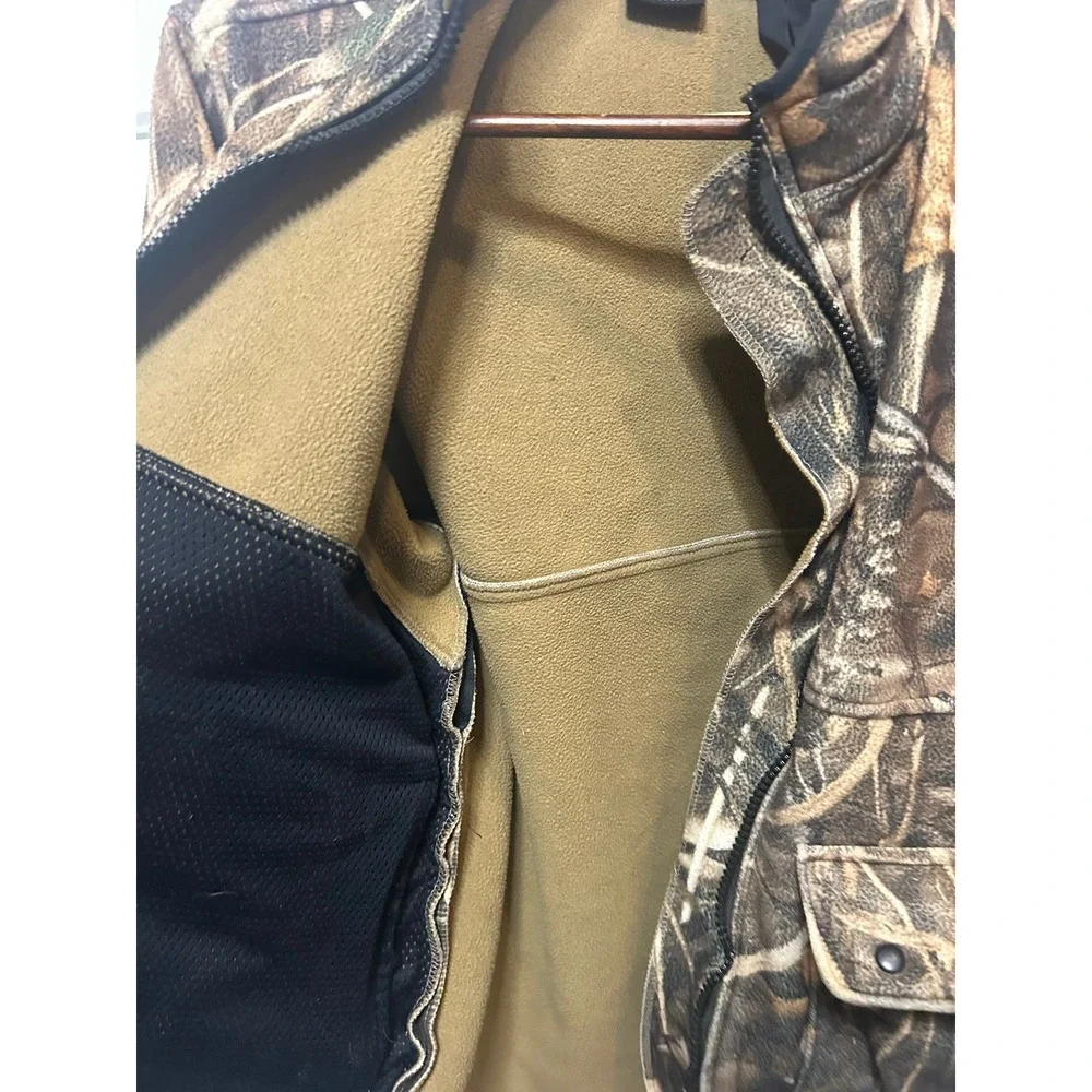 Rivers West Fleece Hunting Jacket Camo Full Zip‎ Cargo Pockets Marsh Grass